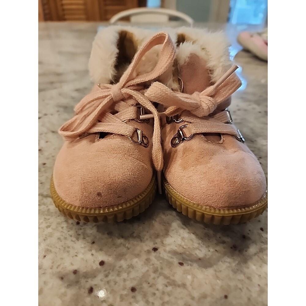 There Abouts Toddler Girl Winter Boot Pink With Faux Fur Trim Size 6 Pink